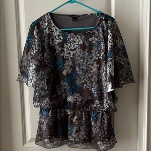 Banana Republic Floral Blouse - Gray and Blue